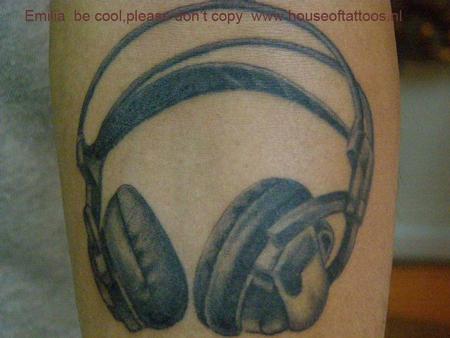 tattoos/ - Black and Grey Headphone Tattoo - 60483